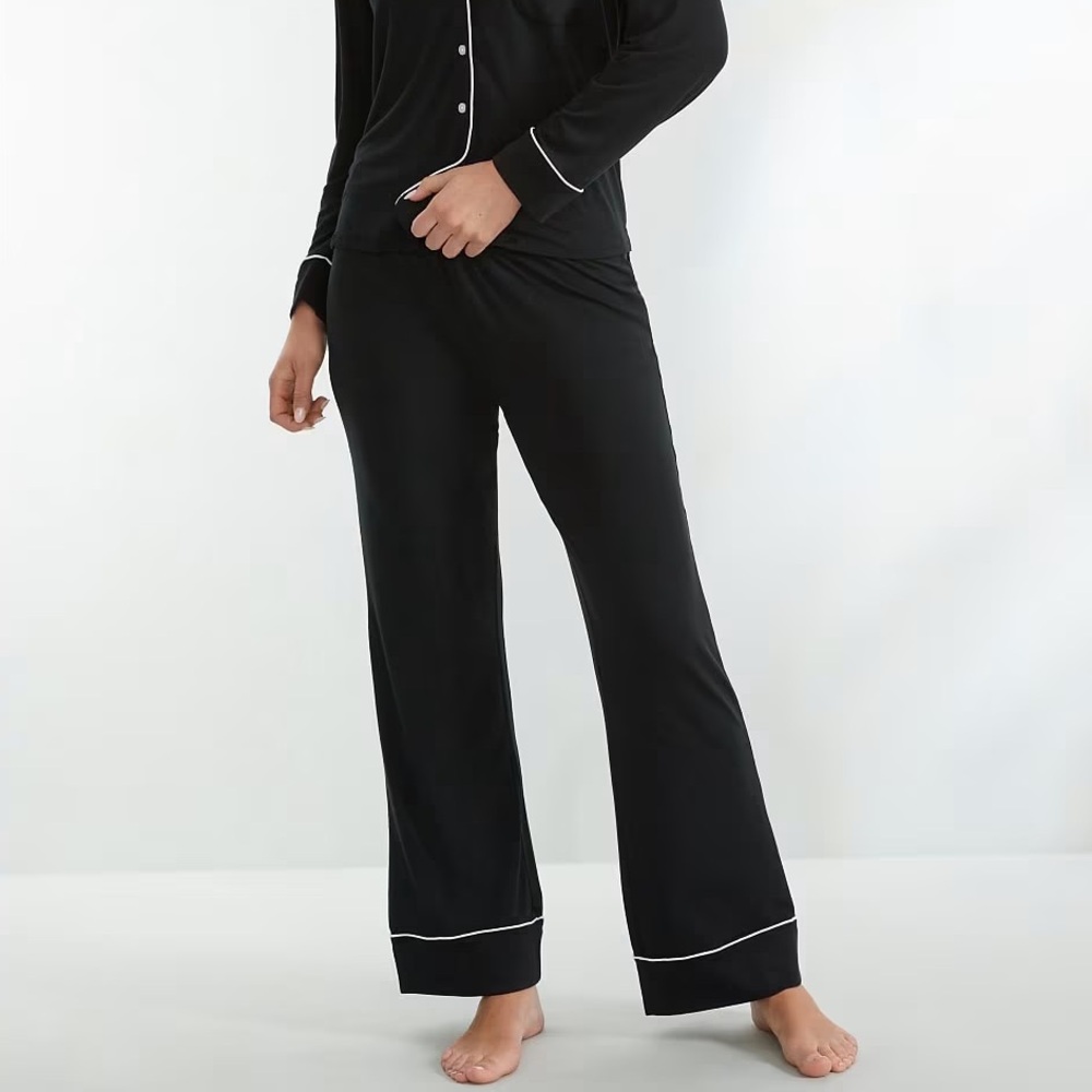 Hatch Ultra Soft Jersey Dark Navy Pajama Pants with White Trim